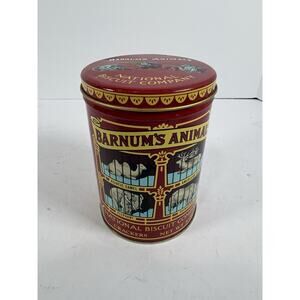 1979 Barnums Animals Replica 1914 Tin National Biscuit Co Crackers Empty Red 6"
